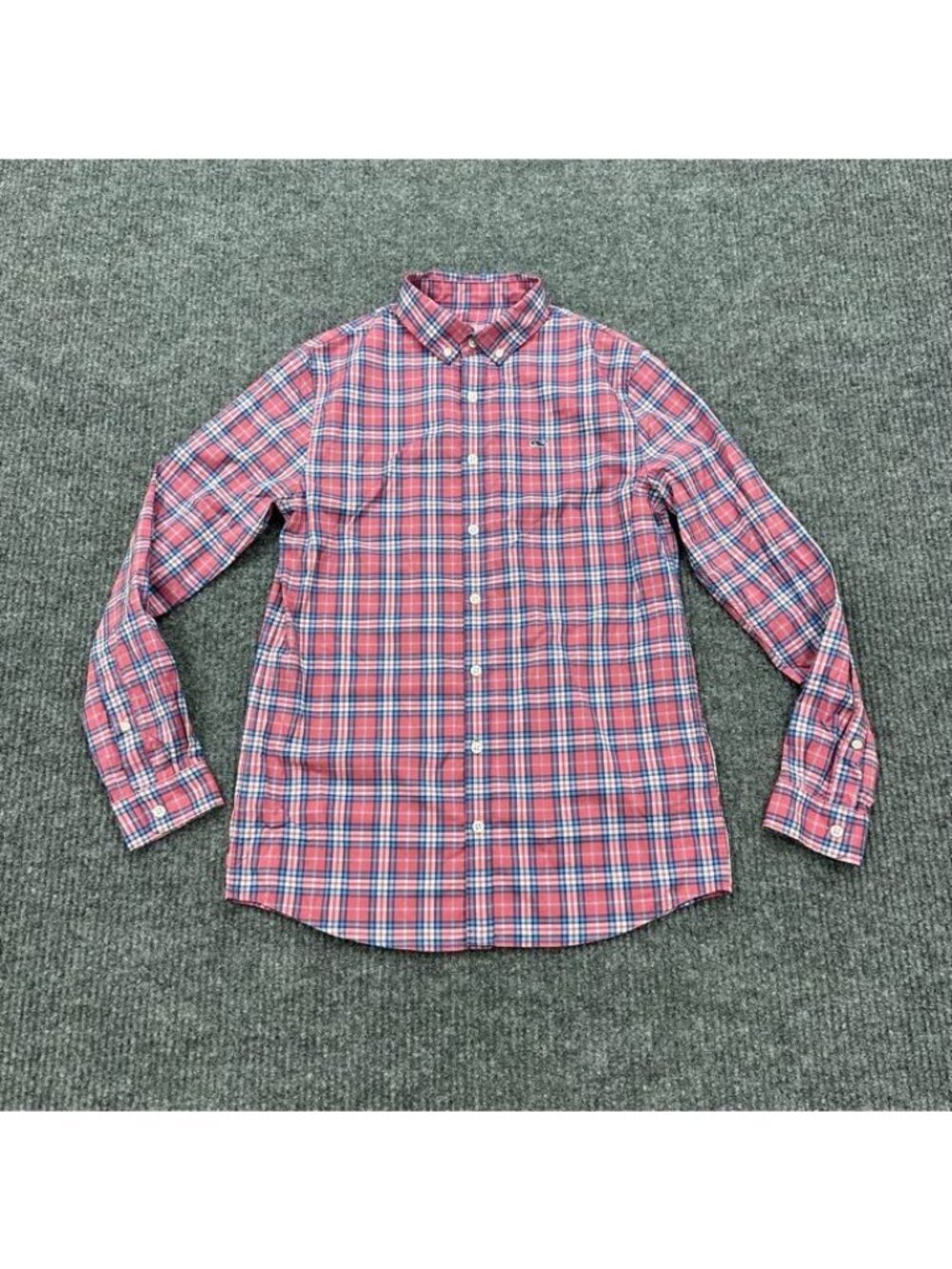 Vineyard Vines Performance Whale Shirt Long Sleeve Plaid Button Up Boys Large 16